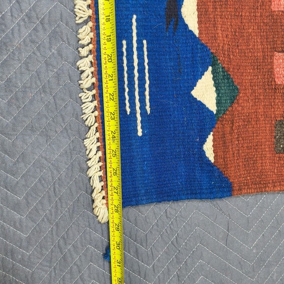 Vintage Southwestern Tapestry Wall Hanging Desert Pueblo Cactus Handwoven 38x28 - Picture 9 of 9